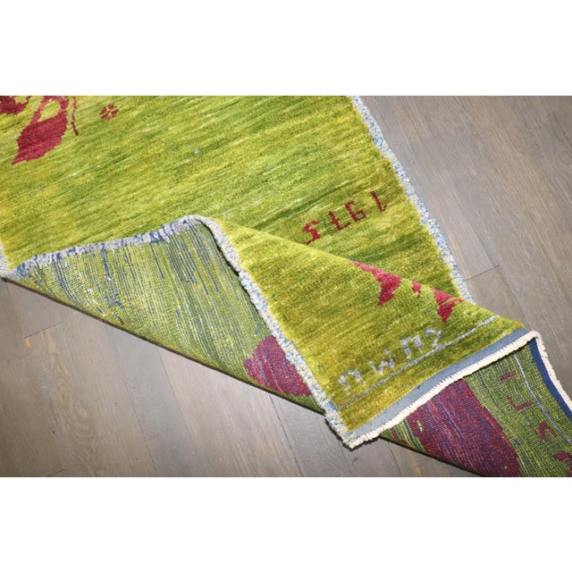 Textile Green Turkish Anatolian Butterfly Rug dated 1975 rug no. j4972 For Sale - Image 7 of 7