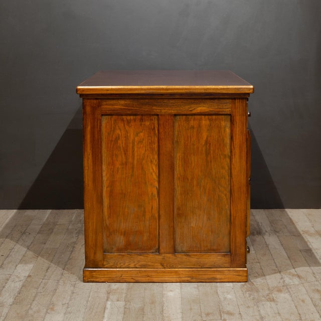 Antique Industrial Oak Architect's Desk With Integrated Swing-Out Stool c.1920 For Sale - Image 15 of 17