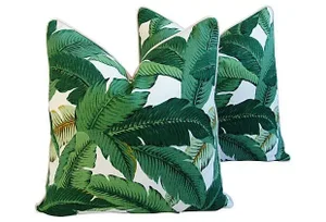 Custom Tropical Iconic Banana Leaf Feather/Down Pillows - a Pair