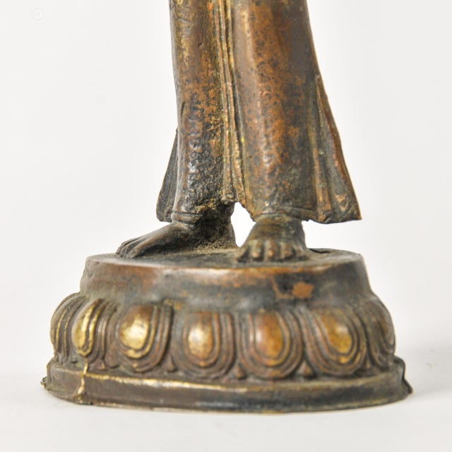 Antique Bronze Goddess Bodhisattva Tara 9.75" Tall For Sale - Image 4 of 18
