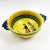 Henriot Quimper Vintage Henriot Quimper Soleil Yellow Handled Bowl With Breton Woman & Floral Motif For Sale - Image 4 of 6