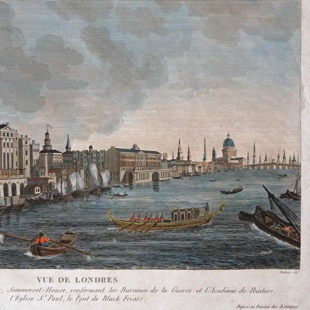 Antique View of London Architectural Perspective Engraving of the Thames Riverfront Circa 1800–1820 Framed For Sale - Image 4 of 7