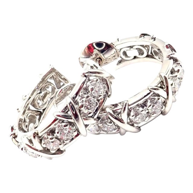 Tiffany & Co. Jean Schlumberger Diamond 20-Stone Platinum Hoop Earrings, A Pair For Sale