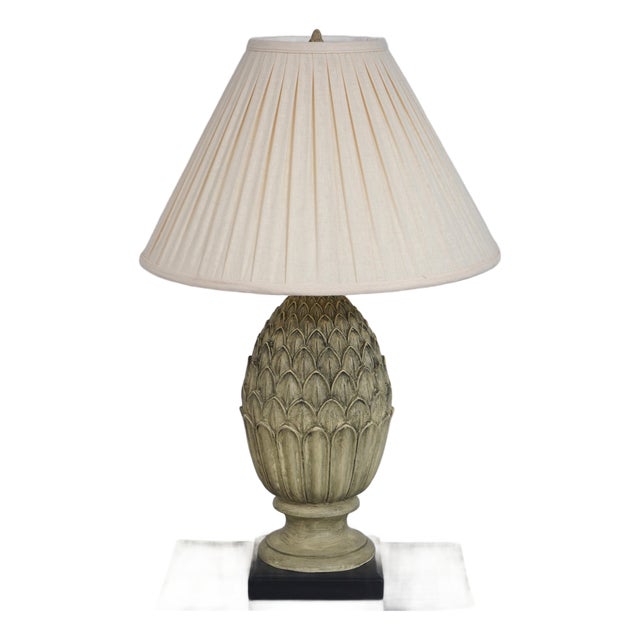 1990s Ethan Allen Pineapple Form Table Lamp W. Shade For Sale
