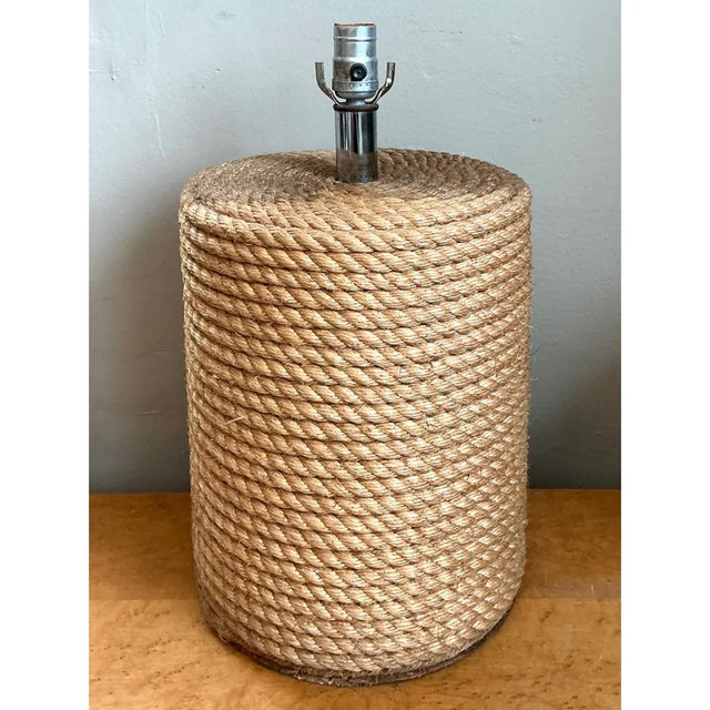Mid-Century Modern Vintage Rustic Rope Wrapped Lamp For Sale - Image 3 of 12