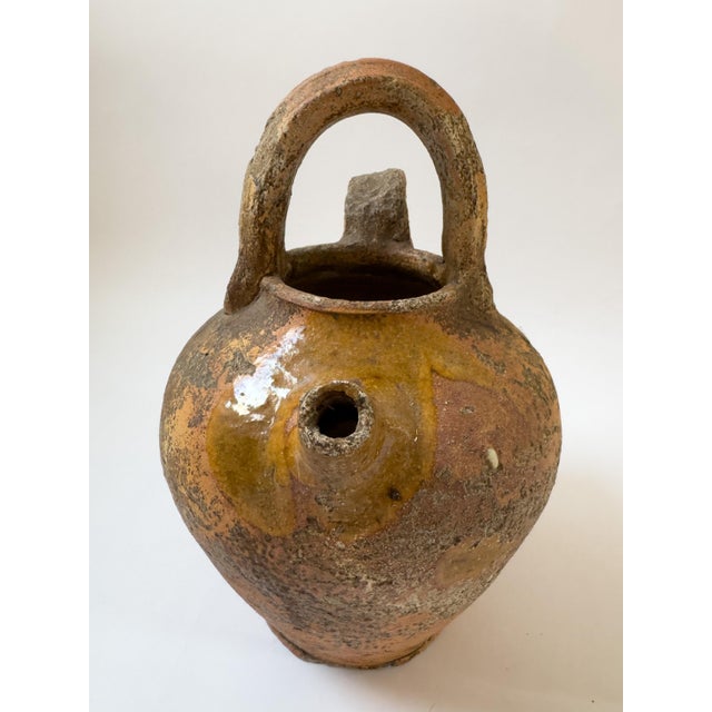 Antique French Partially Glazed Terracotta Cruche Jug, C. 1900 For Sale - Image 12 of 17