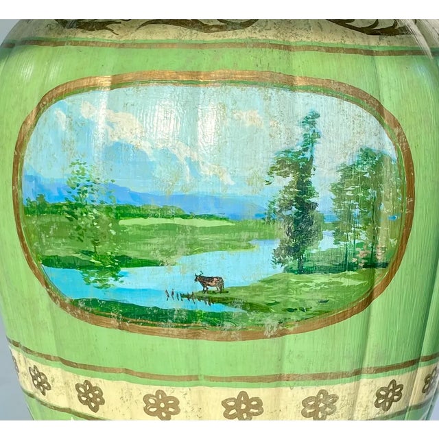 English Ceramic Table Lamp, Pleated Silk Shade For Sale - Image 3 of 9