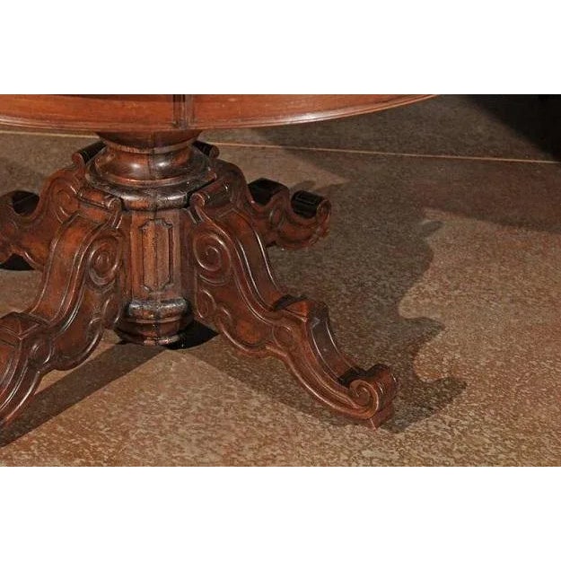 Wood French Napoléon III Walnut Pedestal Table with Carved Feet from the 1850s For Sale - Image 7 of 7