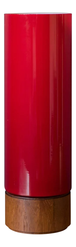 Vintage Scandinavian Red Glass Cylinder Table Lamp