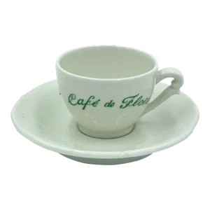 1990s Cafe De Flore Paris Restaurant Porcelain Cup & Saucer