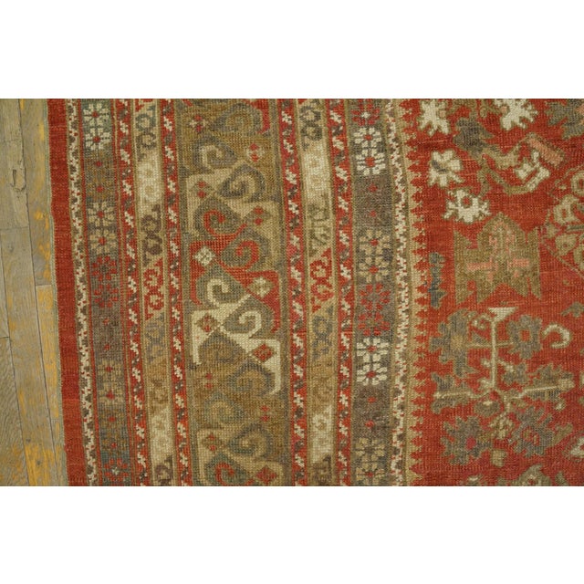 19th Century Soft Rustic Red Antique Tribal Allover Design Antique Turkish Ghiordes Oushak Rug For Sale - Image 5 of 12