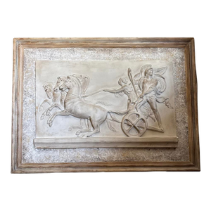 Vintage Italian Roman Plaster Panel on Patinated Wood Frame.