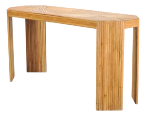 Organic Modern Pencil Reed Rattan Waterfall Console Table