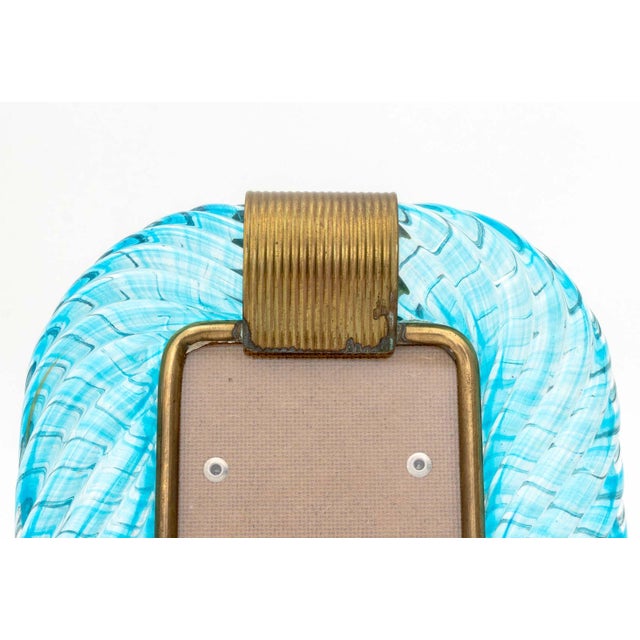 Modern Barovier & Toso Murano Blue Glass Picture Frame For Sale - Image 3 of 7