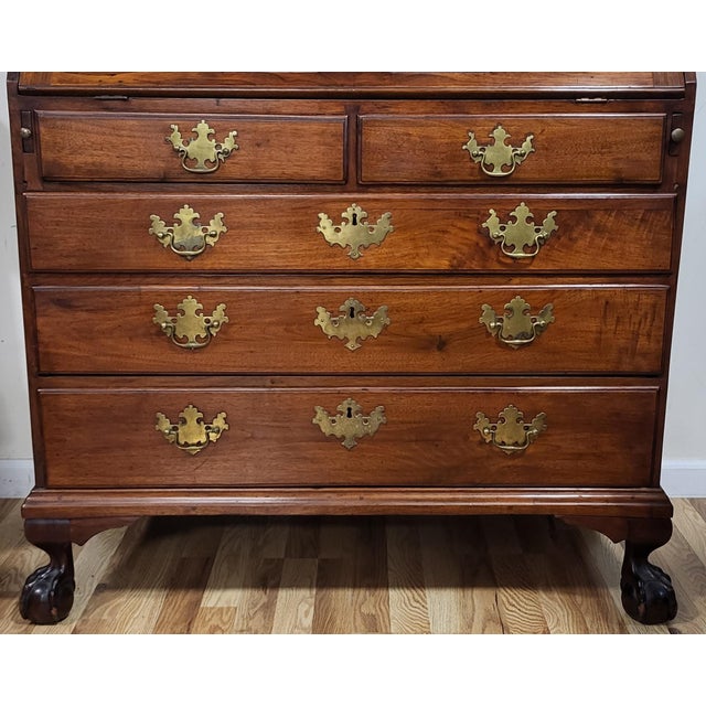 Antique American Early 19th C Mahogany Chippendale Ball & Claw Slant Front Desk For Sale - Image 14 of 15