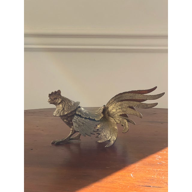 Brass Mid 20th Century Brass Fighting Roosters- a Pair For Sale - Image 8 of 12