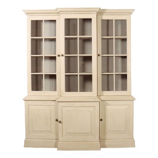 Vintage English Breakfront Bookcase, 1990s For Sale