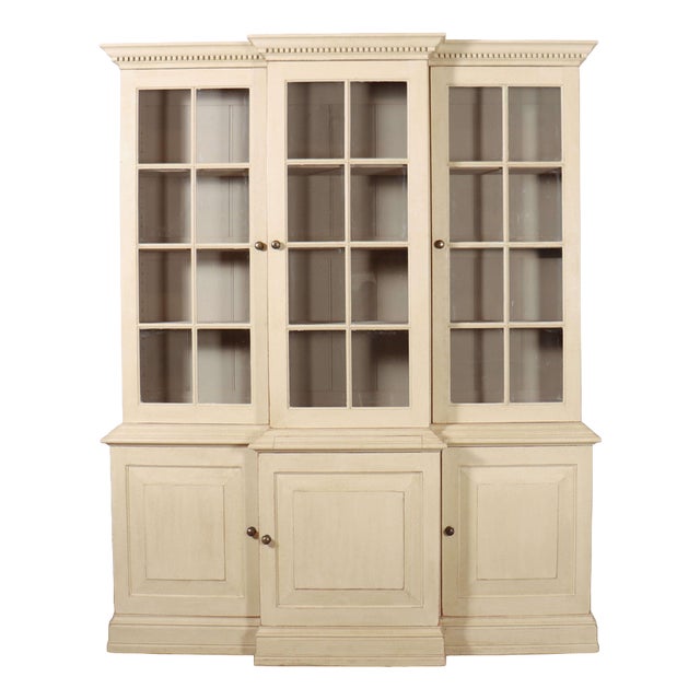 Vintage English Breakfront Bookcase, 1990s For Sale