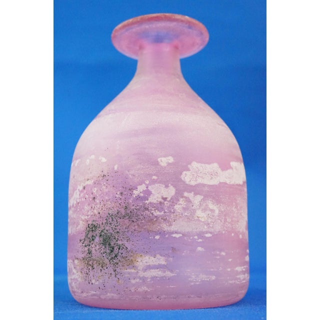 Glass 20th Century Blown Pink Glass Vase Bottle Worked with Acid from the Cenedese Glassworks, Italy, 1950s For Sale - Image 7 of 18