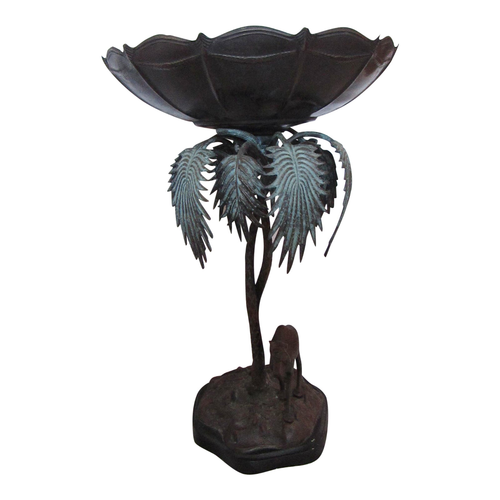 Camel & Palm Tree Pedestal Bowl Chairish