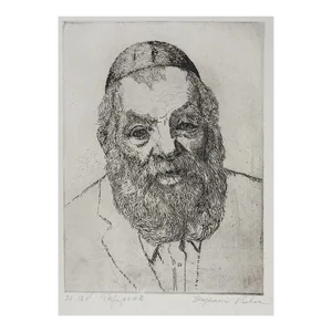 Vintage Mid 20th Century Benjamin Rubin Portrait Etching of Man