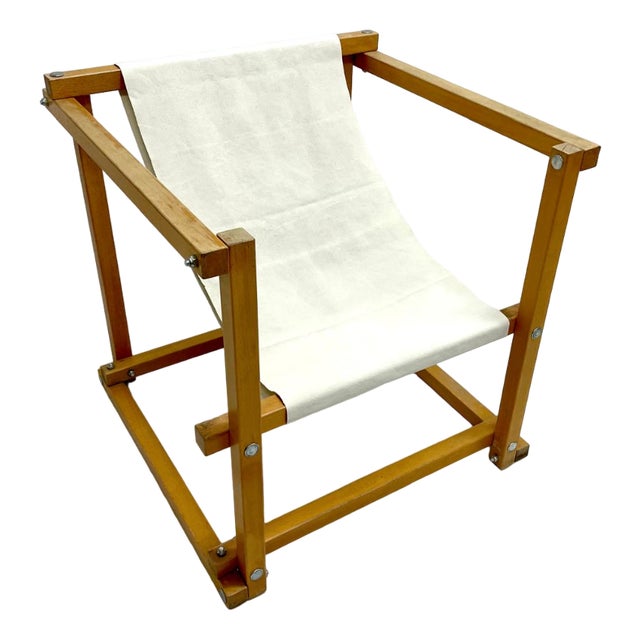 Mid-Century Modern Wood and Beige Fabric Chair by Pino Pedano, 1970s For Sale