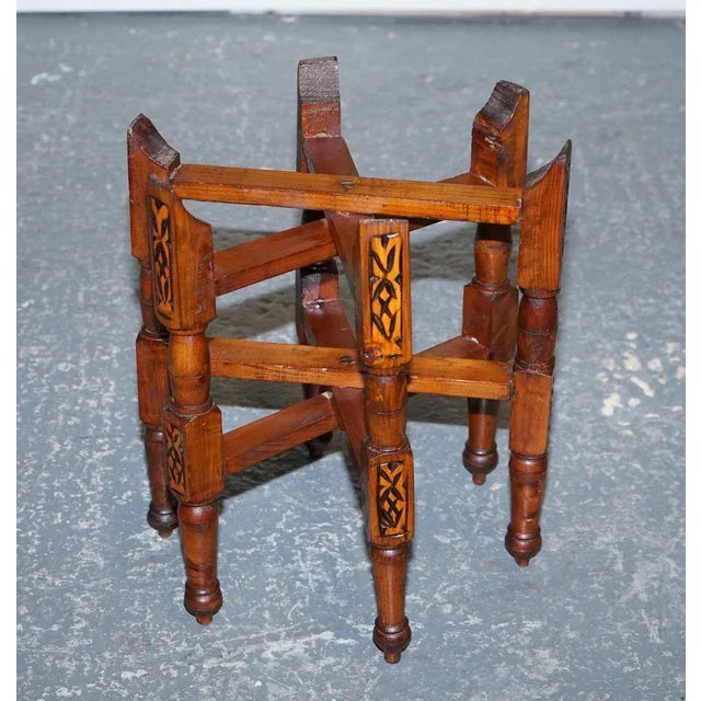 Vintage Moorish Moroccan Brass Folding Tray Table, 1920s For Sale - Image 12 of 14