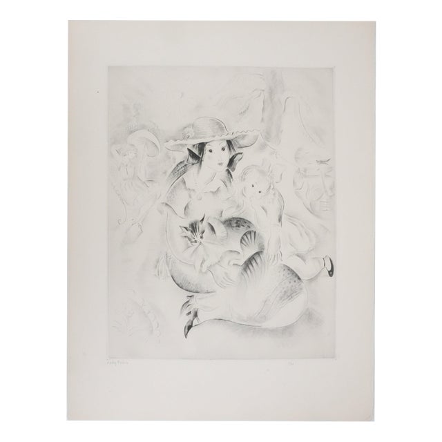 Mily Possoz, Family with a Cat, Original Signed Engraving For Sale