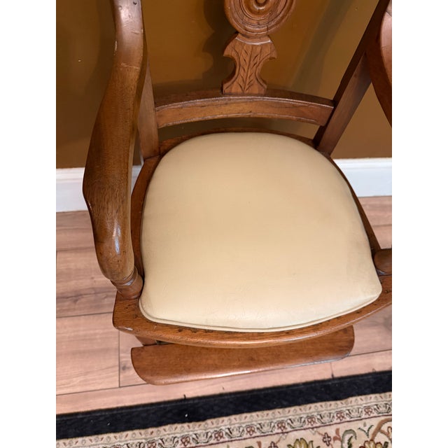 1900 - 1909 Antique Eastlake Victorian Style Carved Walnut Youth Chair For Sale - Image 5 of 9