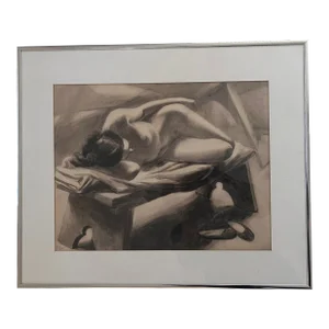 Life Drawing, Black and White Tonal Drawing, Female Nude