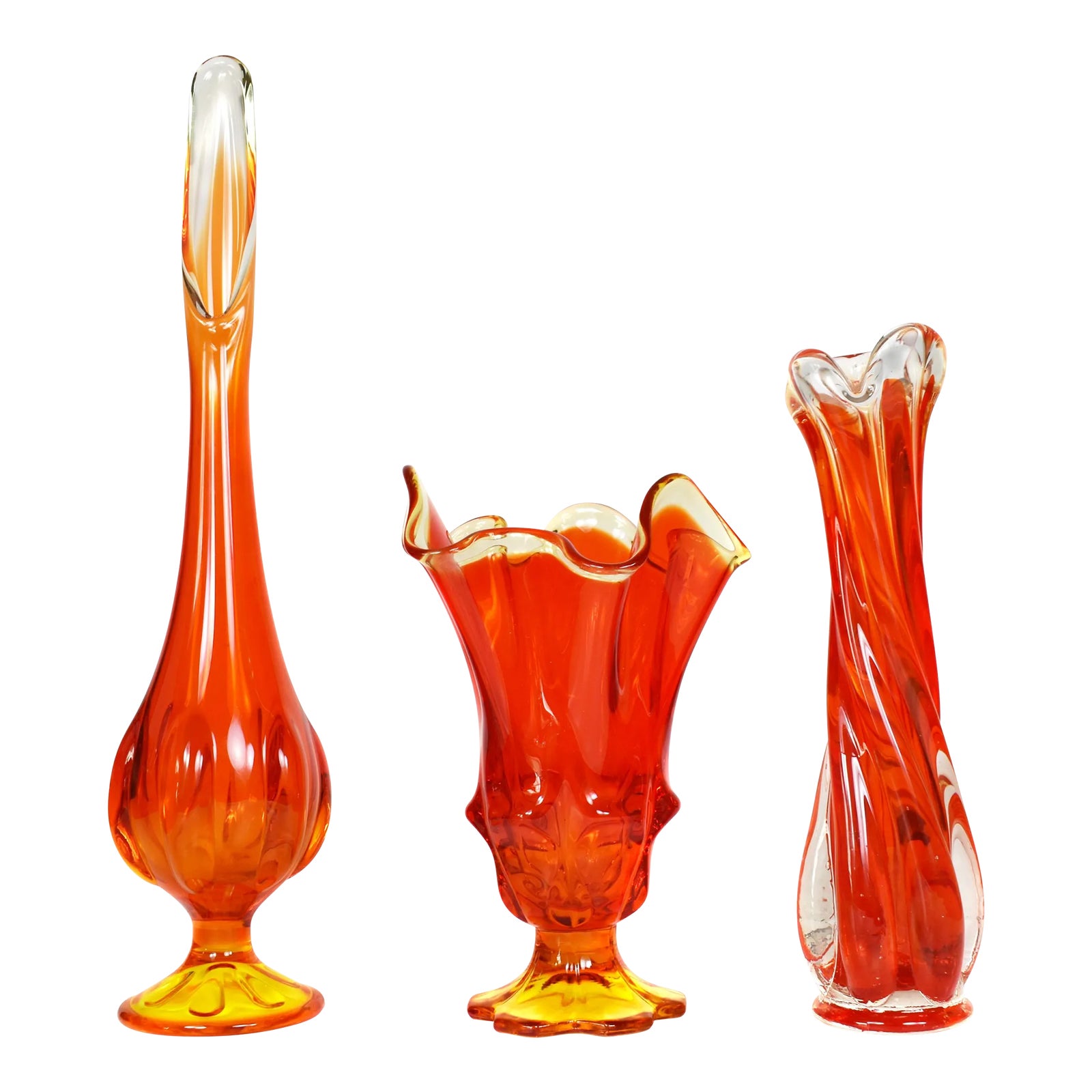 MidCentury Modern Le Smith Viking Glass Amberina Orange Swung
