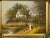 Children holding pails with chickens by a duck pond & cottage in the English Countryside by British Artist, Les Parson...