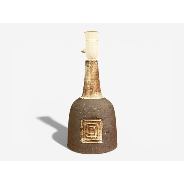 1960s Fridtjof Sejersen, Table Lamp, Brown Ceramic, Denmark, 1960s For Sale - Image 5 of 10