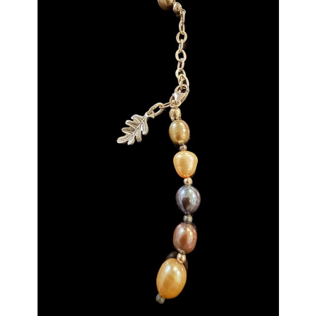 Stunning Sterling Silver Champagne & Gray South Sea Baroque Pearl Necklace