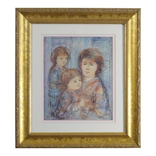 Late 20th Century Edna Hibel "Alexis and Her Children" Framed Print, Exclusive Ed. Of 5000 For Sale