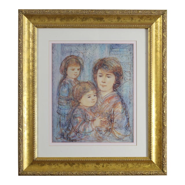 Late 20th Century Edna Hibel "Alexis and Her Children" Framed Print, Exclusive Ed. Of 5000 For Sale