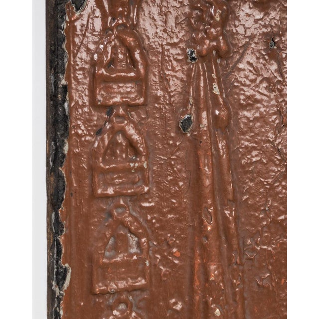 Antique Napoleon on Horseback Cast Iron Fireback with Brown Enamel Finish For Sale - Image 4 of 7