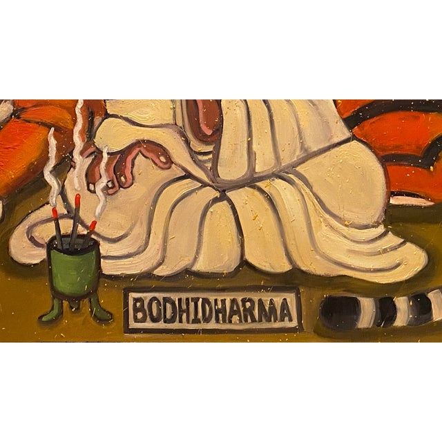 Contemporary Bodhidharma Tiger Original Oil Painting Stephen McDonough For Sale - Image 3 of 4