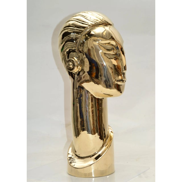 Art Deco Art Deco Style Hagenauer Manner Bronze Bust, Figurative Sculpture Elongated Neck For Sale - Image 3 of 13