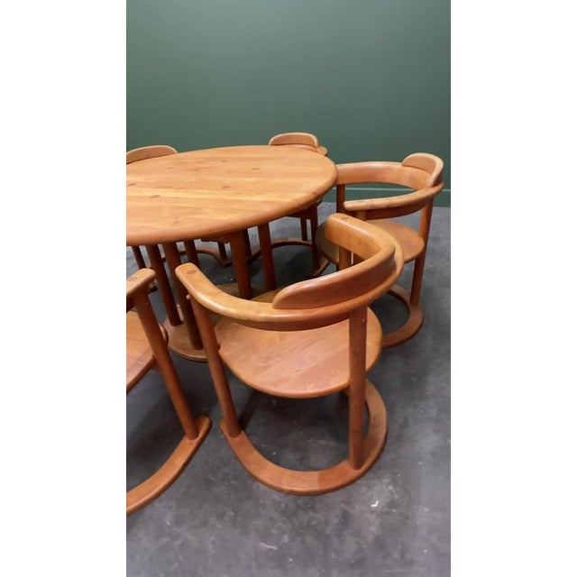 Brutalist Sculptured Chairs and Alder Wood Table by Team, Set of 7 For Sale - Image 15 of 16