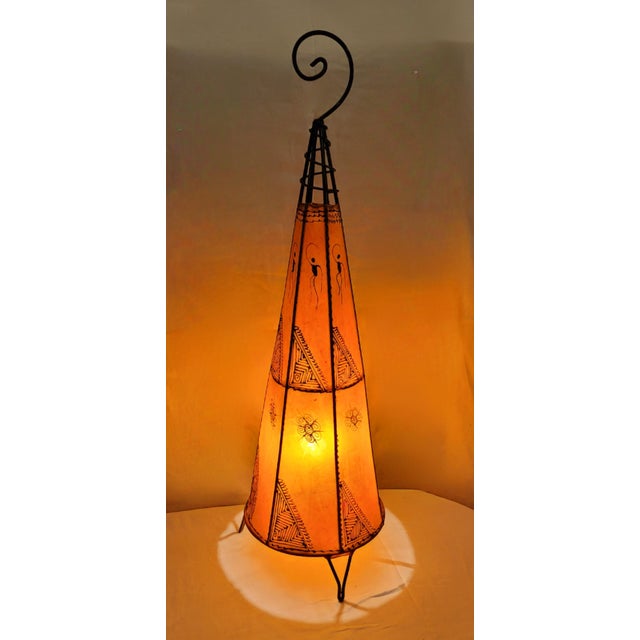 Moroccan Contemporary 27" Orange Moroccan Traditional Henna Lamp For Sale - Image 3 of 7