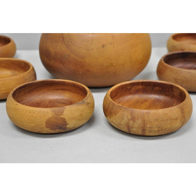 Vintage Mid Century Modern Teak Wood Goodwood Benjamin Medwin Salad Bowl Set - 7pc For Sale - Image 10 of 15