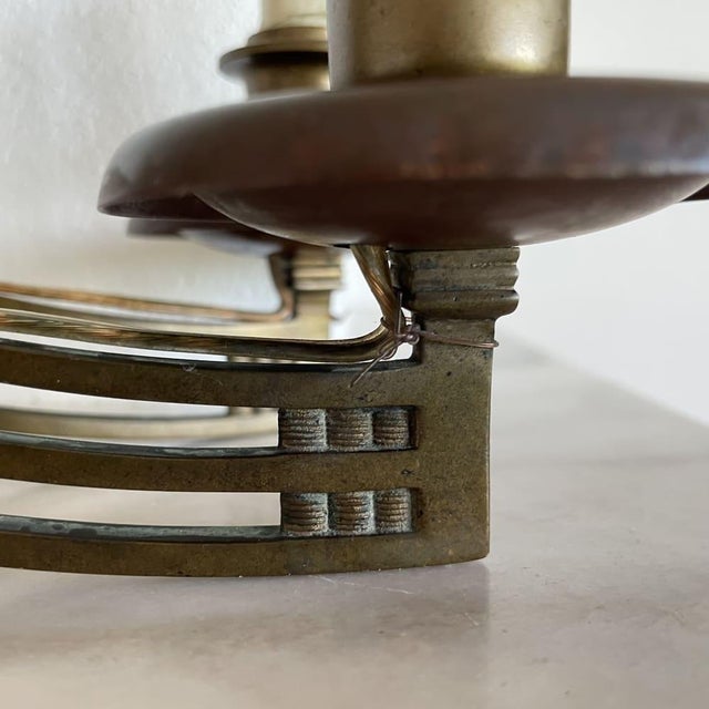 Brown Art Nouveau Style Brass Articulated Double Piano Wall Sconce Lamp, 1900s, 1890s For Sale - Image 8 of 16