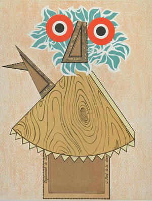 Enrico Baj, Hibou, Lithograph, 1975