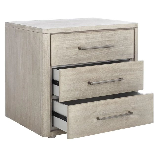 Wood Rosey 3 Drawer Wood Nightstand - Light Grey For Sale - Image 7 of 11