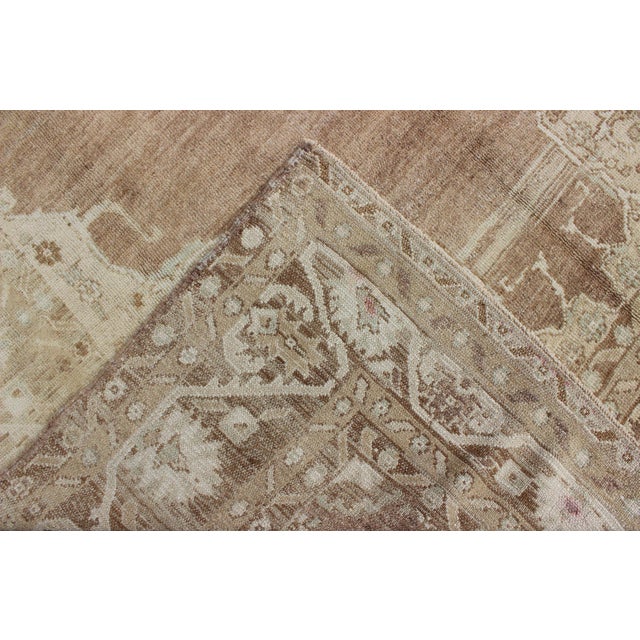 Brown and Ivory Vintage Turkish Rug With Flowers and Elegant Medallion 7'0"x12'5" For Sale In Atlanta - Image 6 of 6