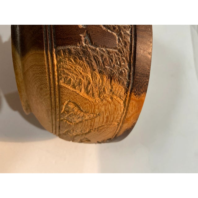 Antique Hand Carved Tribal Relief Bowl From India For Sale - Image 10 of 13