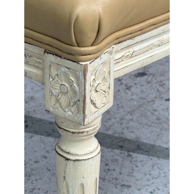 Louis XVI Style, Six Dining Chairs, Painted Wood, Cane, Leather, 20th C. For Sale - Image 9 of 13