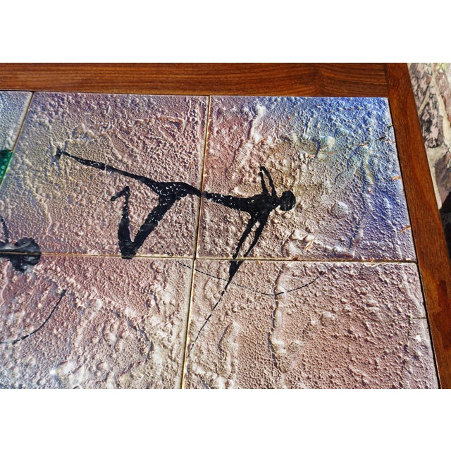 Teak Coffee Table with Ceramic Tiles from Vallauris Lascaux, 1950s For Sale - Image 9 of 18