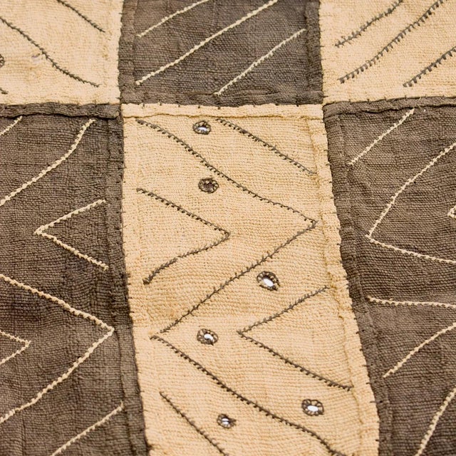 Early 20th Century Early 20th Century Kuba Handwoven Embroidered Raffia Textile 43 x 13 Inch For Sale - Image 5 of 8